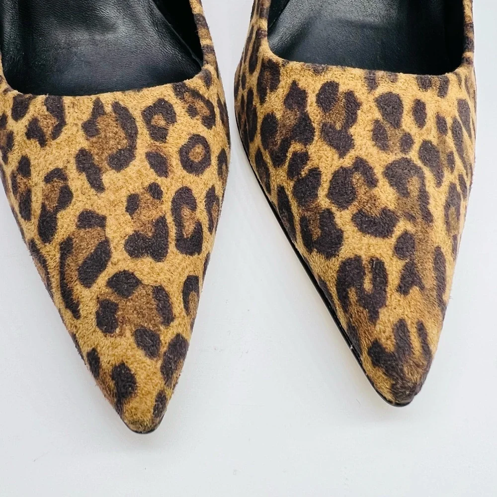 NWOT Good American Leopard Print Suede Leather Pump size 4